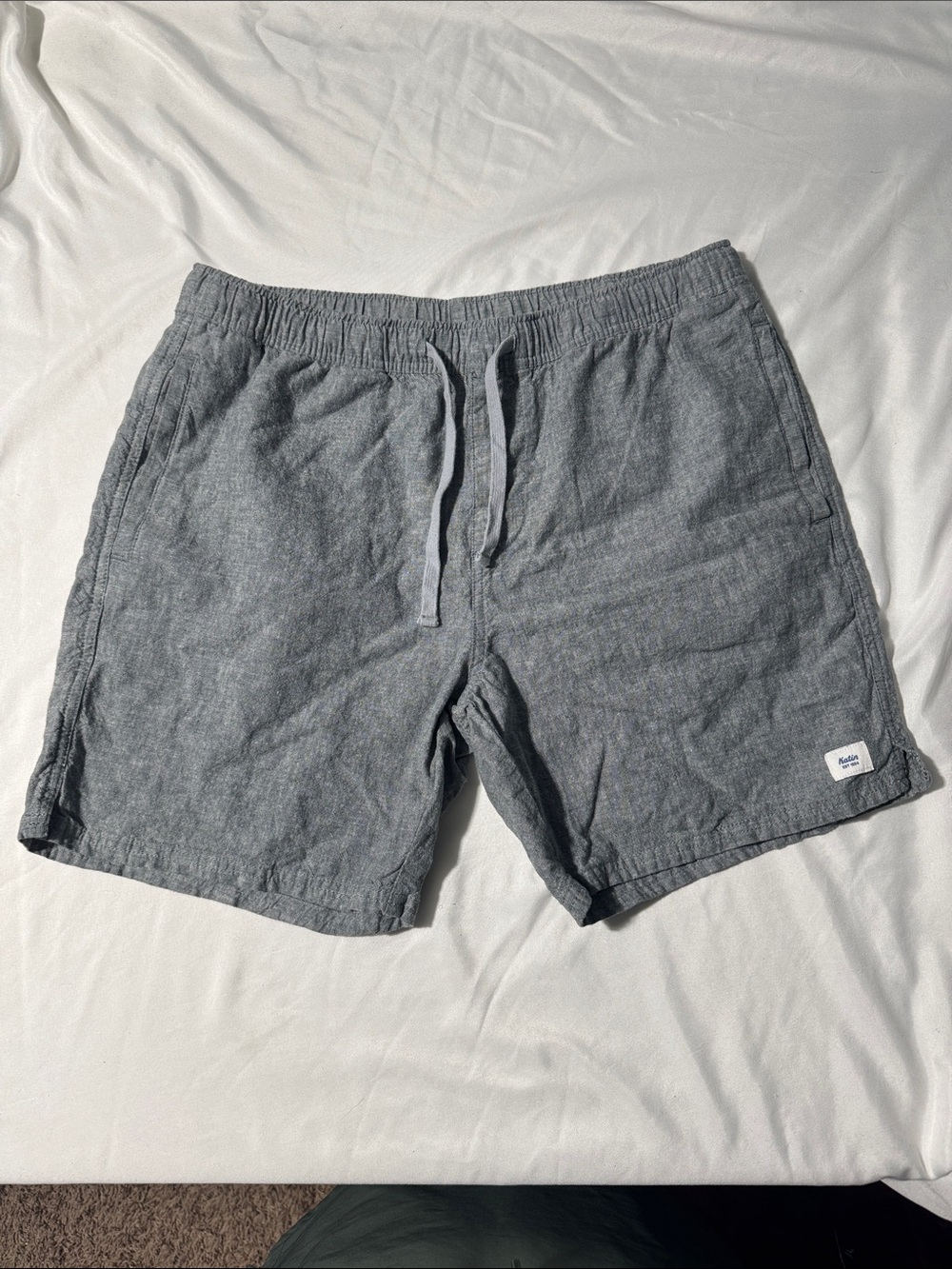 Katin Men’s Large Linen Blend Shorts Gray Drawstring Casual